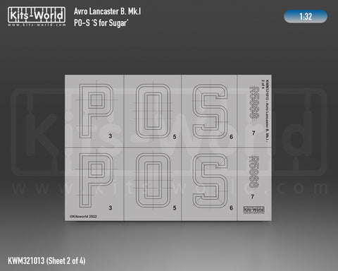Kitsworld KWM321013 1/32 1:32 scale Avro Lancaster B.I/III PO-S, S for Sugar, R5868 5 sheet Scheme Set - Recommended Kit - Border Models BF-010
