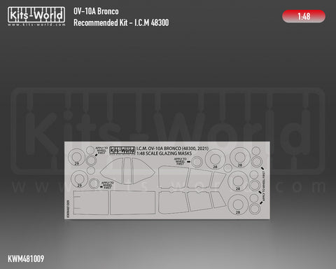 Kitsworld KWM481009 1/48 1:48 scale OV10 Bronco  Canopy/Wheels Mask - Recommended Kit - Acadamy