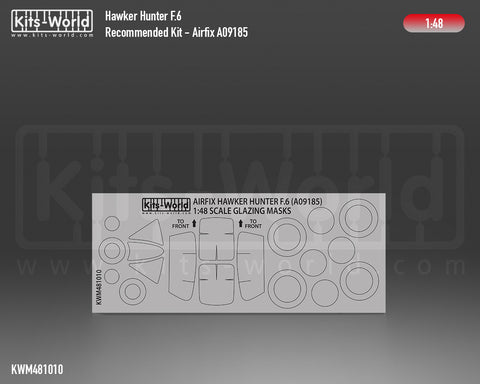 Kitsworld KWM481010 1/48 1:48 scale Hawker Hunter  Canopy/Wheels Mask - Recommended Kit - Airfix