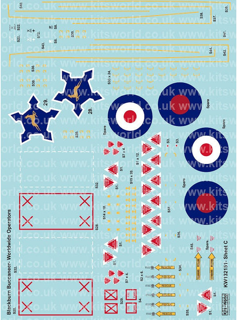 キッツワールド KW132151 1/32 イギリス空軍 バッカニア デカールセット