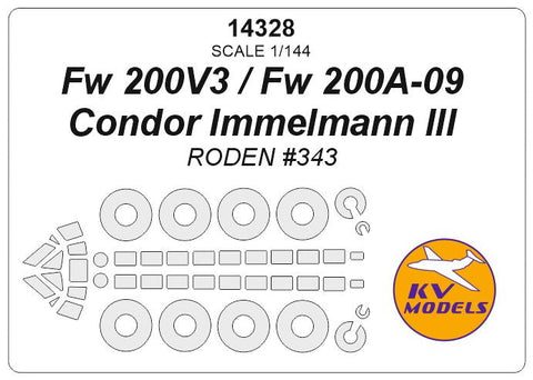 KVモデル 14328 1/144 Fw 200V3/A-09 コンドル Immelmann III (ローデン #343) + ホイール キャノピーマスキングシート