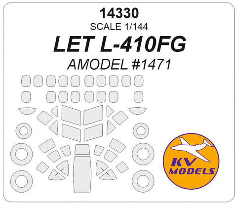 KVモデル 14330 1/144 L-410FG (Aモデル #1471) with side windows on fuselage + ホイール キャノピーマスキングシート