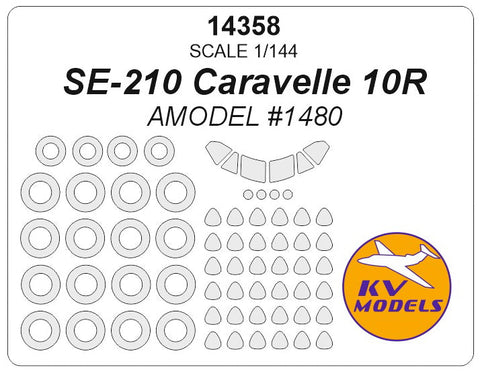 KVモデル 14358 1/144 SE-210 Caravelle 10R (Aモデル #1480) + ホイール キャノピーマスキングシート