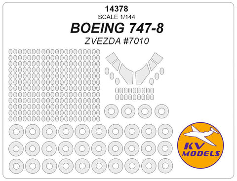 KVモデル 14378 1/144 ボーイング 747-8 (ズベズダ #7010) + ホイール キャノピーマスキングシート