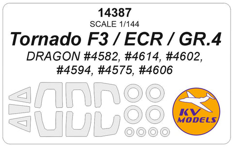 KVモデル 14387 1/144 トルネード F3 / ECR / GR.4 (ドラゴン #4582, #4614, #4602, #4594, #4575, #4606) + ホイール キャノピーマスキングシート