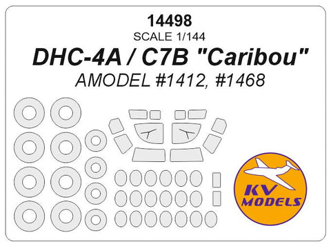KVモデル 14498 1/144 DHC-4A / C7B "カリブー" (Aモデル #1412, #1468) + ホイール キャノピーマスキングシート