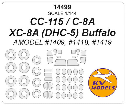 KVモデル 14499 1/144 CC-115 / C-8A / XC-8A (DHC-5) バッファロー (Aモデル #1409, #1418, #1419) +ホイール キャノピーマスキングシート