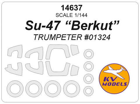 KVモデル 14637 1/144 Su-47 (トランぺッター #01324) + ホイール キャノピーマスキングシート