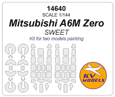 KVモデル 14640 1/144 三菱A6M零式艦上戦闘機 Mitsubishi A6M Zero (all modifications) - Kit for two models painting + ホイール キャノピーマスキングシート