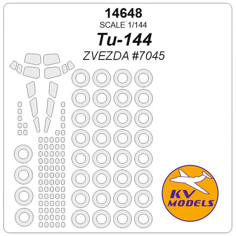 KVモデル 14648 1/144 ツポレフ Tu-144 (ズベズダ #7045) + ホイール キャノピーマスキングシート