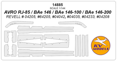 KVモデル 14885 1/144 アブロ RJ-85 / BAe 146 / BAe 146-100 / BAe 146-200 (レベル # 04205, #64205, #04042, #04035, #04233, #04208)