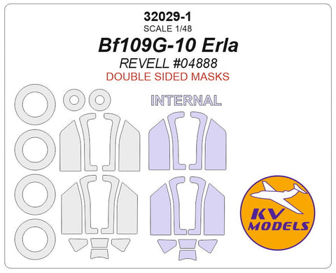 KVモデル 32029-1 1/32 Bf109G-10 エルラ (レベル #04888) - (内外両面) + ホイール キャノピーマスキングシート
