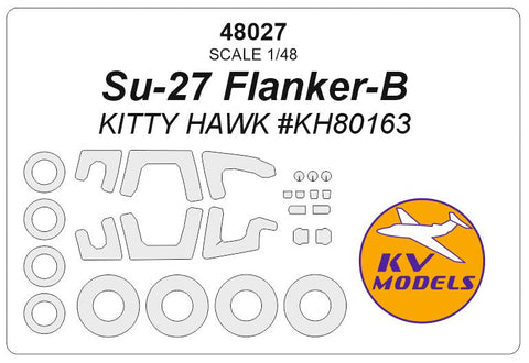 KVモデル 48027 1/48 Su-27 フランカー-B (KITTY ホーク #KH80163) + ホイール キャノピーマスキングシート