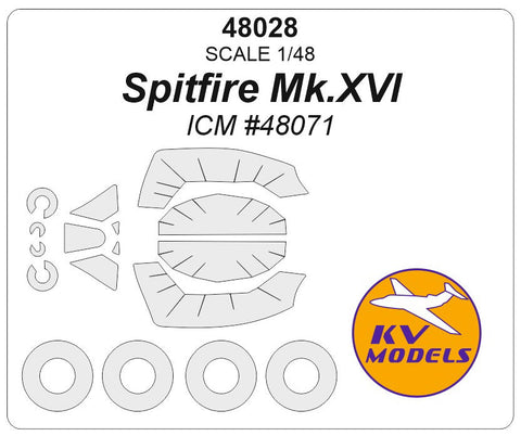 KVモデル 48028 1/48 スピットファイア Mk.XVI (ICM #48071) + ホイール キャノピーマスキングシート
