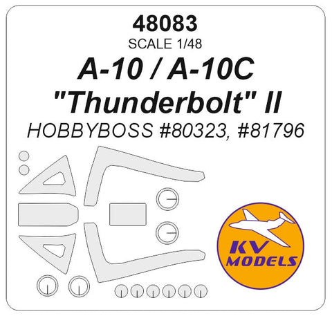 KVモデル 48083 1/48 A-10 / A-10C "サンダーボルト" II (ホビーボス #80323, #81796) + ホイール キャノピーマスキングシート