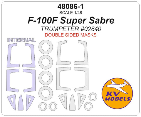 KVモデル 48086-1 1/48 F-100F スーパーセイバー (トランぺッター #02840) - (内外両面) + ホイール キャノピーマスキングシート