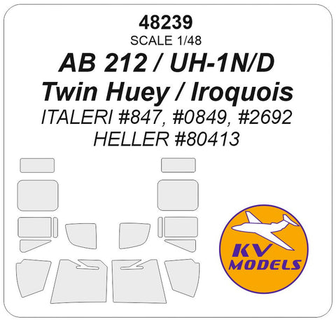 KVモデル 48239 1/48 AB 212 / UH-1N/D Twin ヒューイ / イロコイ (イタレリ #847, #0849, #2692 / エレール #80413)