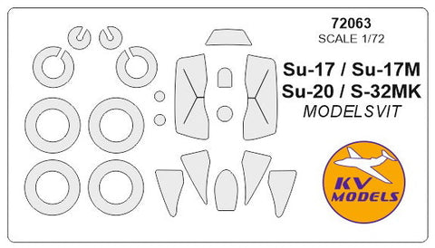 KVモデル 72063 1/72 Su-17 / Su-17M / Su-20 / S-32MK (MODELSVIT #72011, #72018, #72019, #72020) + ホイール キャノピーマスキングシート