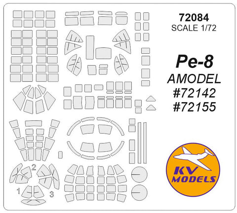 KVモデル 72084 1/72 ペトリャコフ Pe-8 (Aモデル #72142, #72155) キャノピーマスキングシート