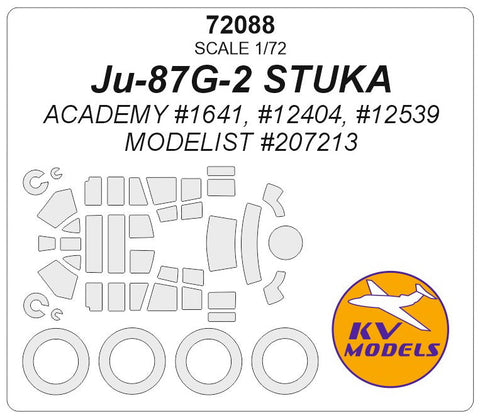 KVモデル 72088 1/72 Ju-87G-2 スツーカ (アカデミー/モデリスト) + ホイール キャノピーマスキングシート
