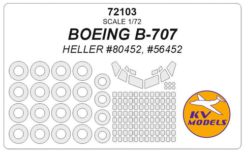 KVモデル 72103 1/72 ボーイング B-707 (エレール #80452) + ホイール キャノピーマスキングシート