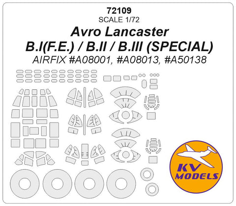 KVモデル 72109 1/72 アブロ ランカスター B.I(F.E.) / B.II / B.III (SPECIAL) - (エアフィックス) + ホイール キャノピーマスキングシート