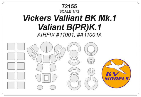 KVモデル 72155 1/72 ヴィッカース ヴァリアント BK Mk.1 / Valiant B(PR)K.1 (エアフィックス) + ホイール キャノピーマスキングシート