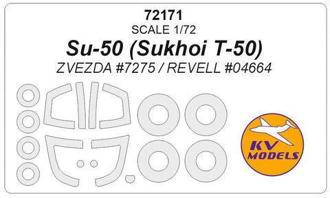 KVモデル 72171 1/72 Su-50 (スホーイ Т-50) - (ズベズダ #7275 / レベル #04664) + ホイール キャノピーマスキングシート