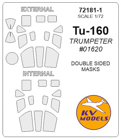 KVモデル 72181-1 1/72 Tu-160 (トランぺッター #01620) - (内外両面) キャノピーマスキングシート