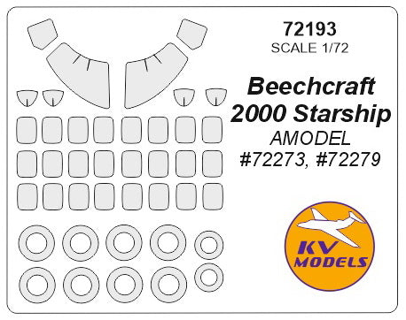 KVモデル 72193 1/72 ビーチクラフト 2000 スターシップ (Aモデル) + ホイール キャノピーマスキングシート