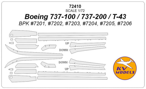 KVモデル 72410 1/72 ボーイング 737-200 / T-43 (BPK #7201, #7202, #7203, #7204, #7205)