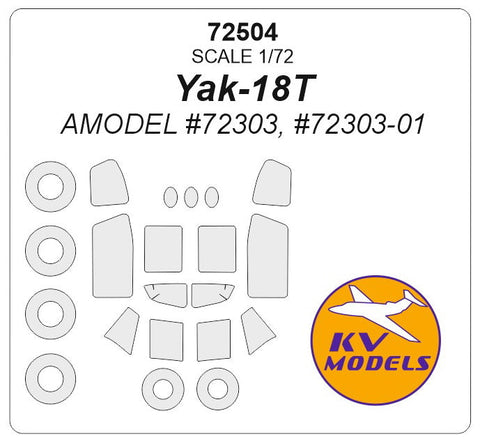 KVモデル 72504 1/72 Yak-18T (Aモデル #72303, #72303-01) + ホイール キャノピーマスキングシート