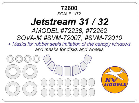 KVモデル 72600 1/72 ジェットストリーム 31 / 32 (Aモデル/SOVA-M) + ホイール キャノピーマスキングシート