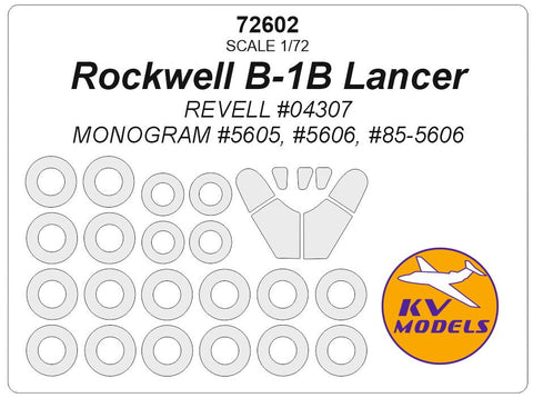 KVモデル 72602 1/72 ロックウェル B-1B ランサー (レベル/モノグラム) + ホイール キャノピーマスキングシート