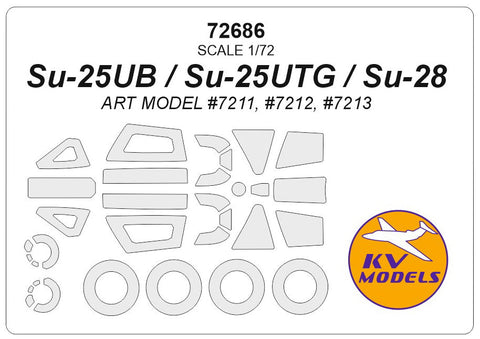KVモデル 72686 1/72 Su-25UB / Su-25UTG / Su-28 (ART MODEL #7211, #7212, #7213) + ホイール キャノピーマスキングシート