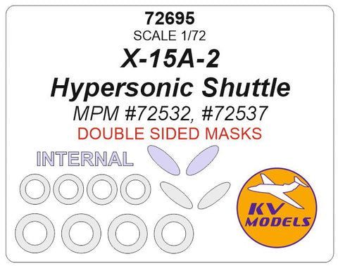 KVモデル 72695 1/72 X-15A-2 極超音速シャトル (MPM) - (内外両面) + ホイール キャノピーマスキングシート