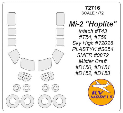 KVモデル 72716 1/72 Mi-2 "Hoplite" (Intech/Sky High/PLASTYK/SMER/Mister Craft) + ホイール キャノピーマスキングシート