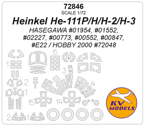KVモデル 72846 1/72 ハインケル He-111P/H/H-2/H-3 (ハセガワ #01954等 / ホビー2000 #72048) + ホイールマスク (ハセガワ/ホビー2000用)