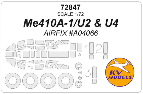 KVモデル 72847 1/72 Me410A-1/U2 & U4 (エアフィックス #A04066) + ホイール キャノピーマスキングシート