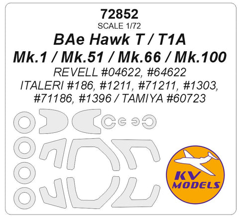 KVモデル 72852 1/72 BAe ホーク T / T1A / Mk.1 / Mk.51 / Mk.66 / Mk.100 (レベル/イタレリ/タミヤ) + ホイール キャノピーマスキングシート