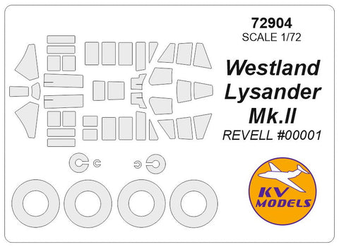 KVモデル 72904 1/72 ウェストランド ライサンダー Mk.II (レベル #00001) + ホイール キャノピーマスキングシート