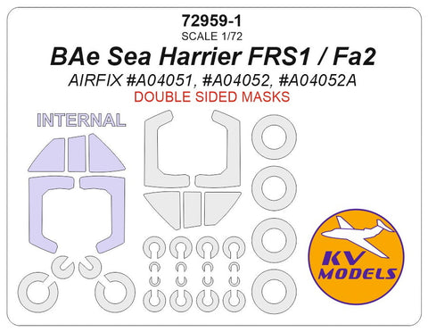 KVモデル 72959-1 1/72 BAe シーハリアー FRS1 / FA2 (エアフィックス) - 内外両面 + ホイール キャノピーマスキングシート