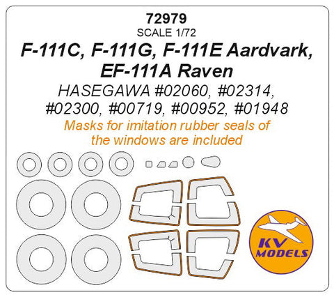 KVモデル 72979 1/72 F-111C, F-111G, F-111E アードバーク, EF-111A レイヴン (ハセガワ) + ホイール キャノピーマスキングシート