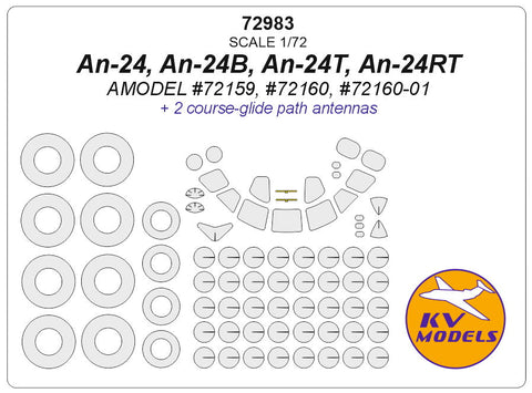 KVモデル 72983 1/72 An-24 / An-24T (Aモデル) + ホイール キャノピーマスキングシート