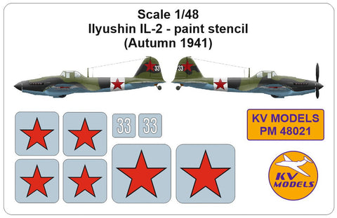 KVモデル PM48021 1/48 イリューシン IL-2 - paint stencil (Autumn 1941)