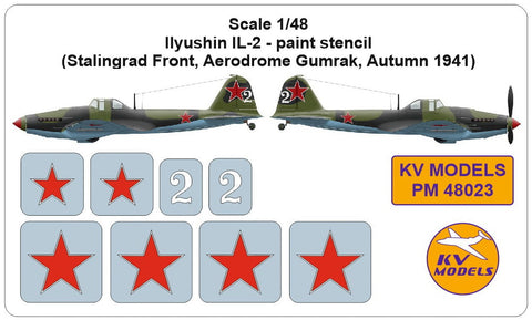 KVモデル PM48023 1/48 イリューシン IL-2 - paint stencil (Stalingrad Front, エアロdrome Gumrak, Autumn 1941)
