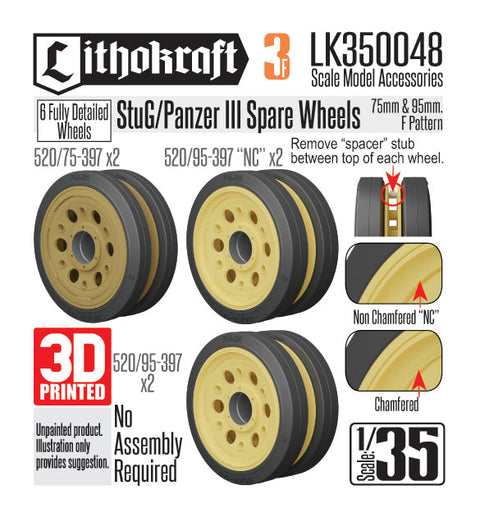 リソクラフト LK350048 1/35 WWII ドイツ III号戦車&III号突撃砲用予備転輪 75mm&95mm幅 パターンF (6個入)