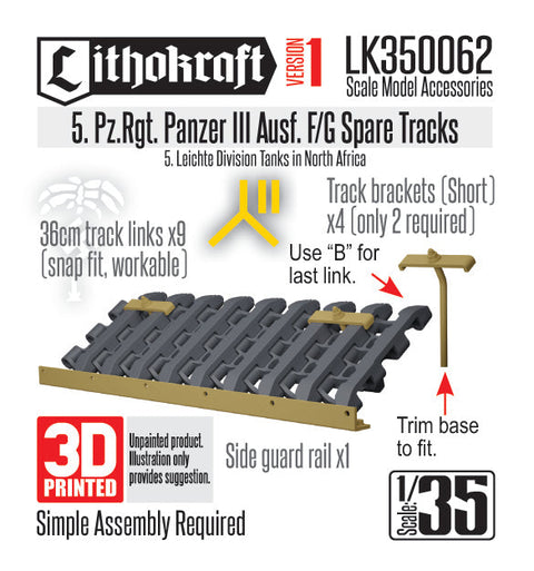 リソクラフト LK350062 1/35 WWII ドイツ  III号戦車F型/G型用 予備履帯ラック 第5戦車連隊バージョン1