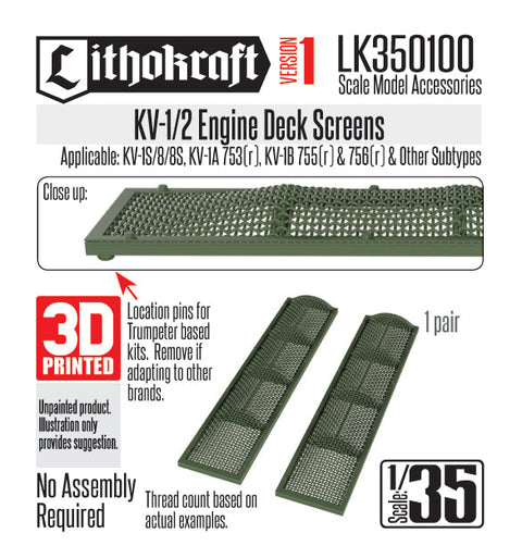 リソクラフト LK350100 1/35 WWII ロシア KV-1/2重戦車 機関室グリル Ver.1(2個入)