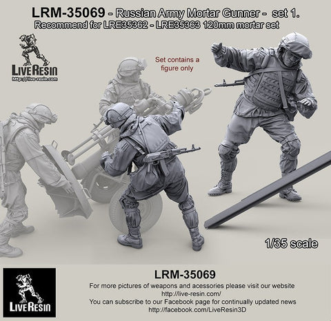 ライブレジン LRM-35069 1/35 現用 ロシア陸軍 迫撃砲手 セット1 (LRE35362-LRE35363 120mm迫撃砲用)